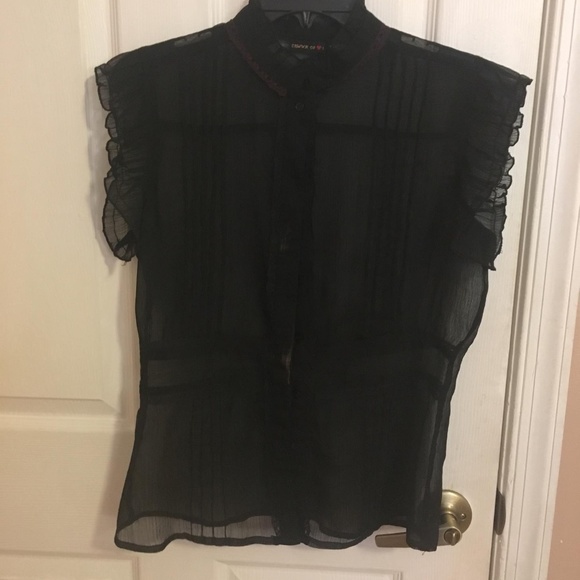 crown of hearts Tops - Black sheer chiffon lolita retro style top